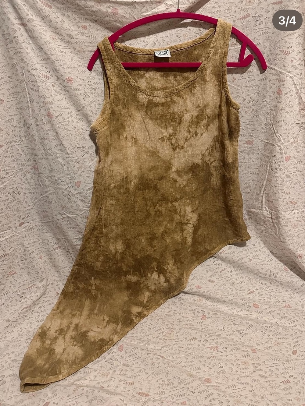 Oh my Gauze! Tie-Dye Asymmetrical Tank Top - Brown